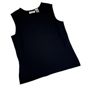 Laura Ashley Petite Black Rayon Blend Sleeveless Knit Top Size PM